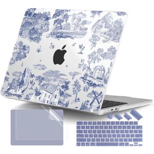 DONGKE for MacBook Air 13 Inch (13.6 Inch) Case, M5/M4/M3/M2 Chip 2026 2025 2024 2023 2022, Hard Plastic Printed Cover with Screen Protector & Keyboard Cover & Dust Plugs, Toile Pattern