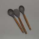 Kitchen Utensils Set, Silicone Cooking Utensils Set, Non-Stick Silicone Spatula Set with Natural Acacia Hard Wood Handle, 5 Piece, Upgraded Thickened Cookware (Gray)