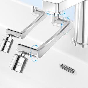 2 PC ST.THOMAS 1080Swivel Faucet Extender,360 Swivel Robotic Arm Faucet Aerator,2 Sprayer Mode Kitchen Faucet Attachment Tap Head Replacement For Bathroom/Kitchen/Face/Hair