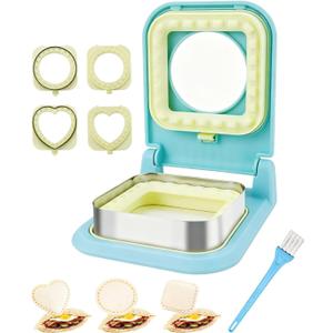 CHICHAUS 3-in-1 Uncrustable Sandwich Maker - Heart/Circle/Square Crustless Sandwich Cutter & Sealer for Kids' Lunch, Breakfast & Lunchboxes | BPA-Free Press, Easy Clean, Food-Grade PP (Light Blue)