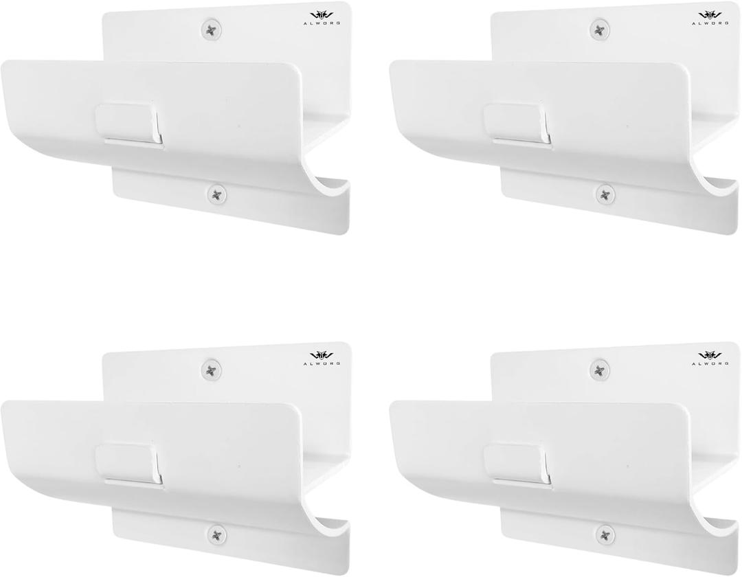 ALWORG Ladder Hooks Set of 4  White Heavy Duty Garage Wall Hooks, Use as Ladder Holder, Step Stool Hanger