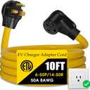 NEMA 6-50P to 14-50R EV Charger Adapter Extension Cord, 3Prong Welder Plug to 4 Prong EV Connector, for Tesla and Other EV Level 2 Charging, 220V STW 8AWG/3C (10FT)