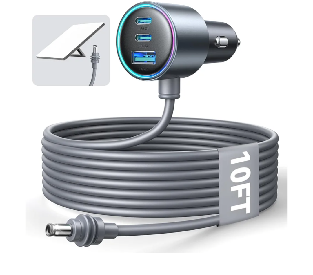 Starlink Mini Car Adapter, 10FT Starlink Mini Cable Car Charger, 12V-24V Cigarette Lighter Adapter [Stable Power Chip & 18AWG Waterproof Cable] Dual PD 45W + USB A 30W Ports for Cars, Trucks, RVs