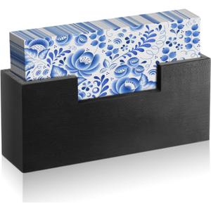 Black Bathroom Napkin Holder Guest Towel Holder Flat Bathroom Disposable Hand Napkin Towel Tray for Table Countertop Paper Basket Kitchen Paper Tray(Black,Paulownia)