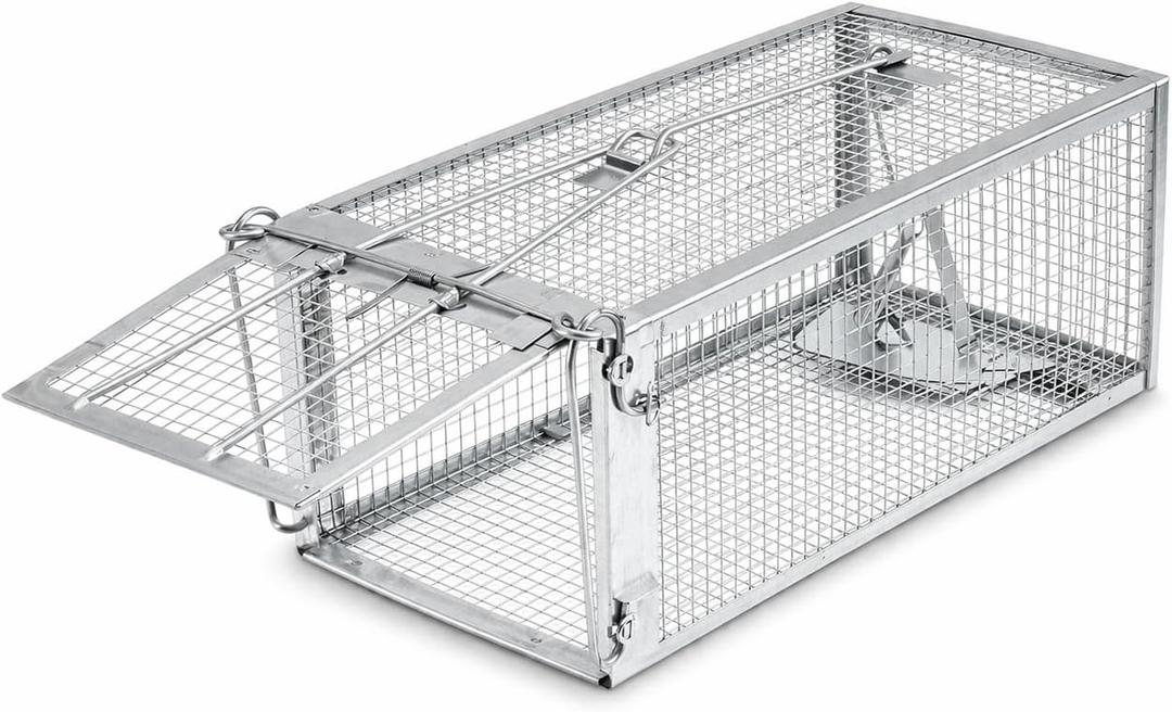 Humane Rat Trap Cage Live Catch & Release Mouse Trap for Indoor Home, Small Animal Cage for Chipmunk, Squirrel & Rodent, Easy Set High-Sensitive Trigger, 10.5