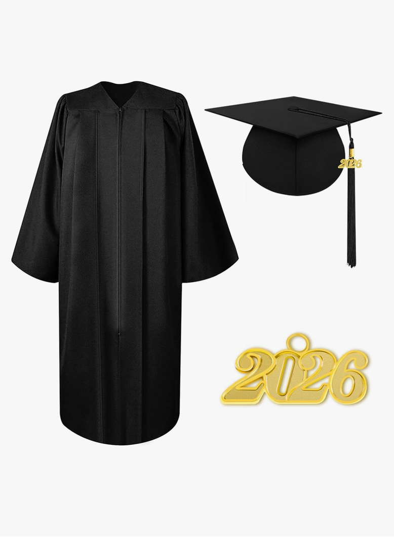 Matte Graduation Cap and Gown 2026 Tassel Adults Set for High School and Bachelor