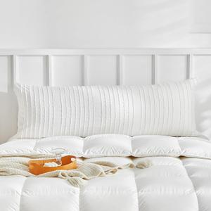WARMDERN White Striped Pillow Covers Body Pillow Cover Soft Microfiber Stripe Pillow Cases Boho Tufted Stripes Textured Pillowcase with Envelope Closure(White, Body, 20x54 Inches)