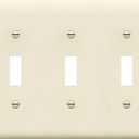 ENERLITES Triple Toggle Light Switch Wall Plate, Gloss Finish, Standard Size 3-Gang 4.50" x 6.38", Unbreakable Polycarbonate Thermoplastic, 8813-LA, Light Almond