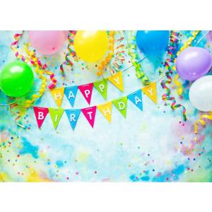 BELECO 8x6ft Fabric Happy Birthday Backdrop Birthday Party Interior Decorations Birthday Banner and Colorful Balloons Birthday Party Supplies Wall Decor Boy Girl Photoshoot Photo Background Props