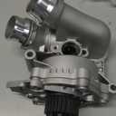 Engine Water Pump Thermostat Housing Assembly Aluminum Compatible with VW Passat Jetta Golf GTI Tiguan CC Eos Beetle Audi A3 A4 A5 A6 Q3 Q5 TT Allroad, Replaces 06H121026AB 06H121026CQ