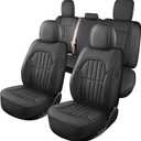 Truckiipa Car Seat Covers Full Set, Dodge Ram Seat Covers Full Coverage Leather Protector Pickup Truck Accessories, Custom Fit for 2002-2018 Ram 1500, 2002-2025 Ram 2500 3500 Crew Mega Cab, Black