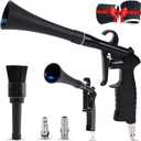Car Cleaning Gun,High Pressure Air Blow Gun,Fast Interior Dryer Car Detailing Kit,Car Detailing Tools for Quickly Blowing Dust and Dirt Away Working with Compressed Air(2 MORE REPLACEMENT BRUSH HEADS) (Glossy Black)