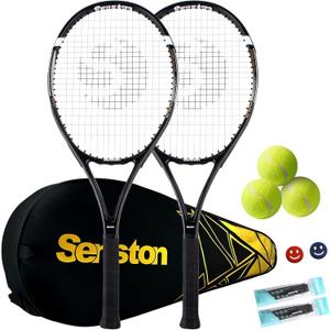 Senston Tennis Rackets for Adults 27 inch Tennis Racquets - 2 Player Tennis Racket Set with 3balls,2 Grips, 2 Vibration Dampers