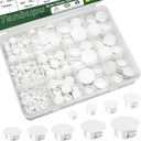 200Pcs 9 Sizes Nylon Plastic Hole Plugs 1/5" 1/4" 5/16" 3/8" 1/2" 5/8" 3/4" 7/8" 1"Round Hole, Flush Type Panel Knockout Locking Plugs,Screw Covers for Furniture Cabinet Insert End Caps(white)