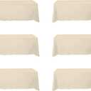 BRILLMAX 6 Pack Beige Tablecloths 90 x 132 Inch for 6ft Rectangle Tables - 150 GSM Polyester Fabric, Floor Length Drop, Water, Stain & Wrinkle Resistant Cloth Cover for Wedding Reception Banquet