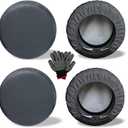 Heavy Duty Rv Tire Covers Set of 4, Tough Waterproof Wheel Covers for Boat Trailer Camper Truck Motorhome Van SUV Jeep Car, Sun Rain Wheel Protecter, 27-29 Inch Tire Diameter, Gloves