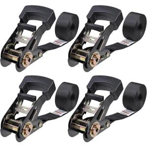 Ayaport Endless Ratchet Straps (No Hooks) 1" x 4' Heavy Duty Small Ratchet Tie Down Straps 1860lbs Break Strength Black Tie Downs for Cargo, Truck Bed, Motorcycle, 4Pcs