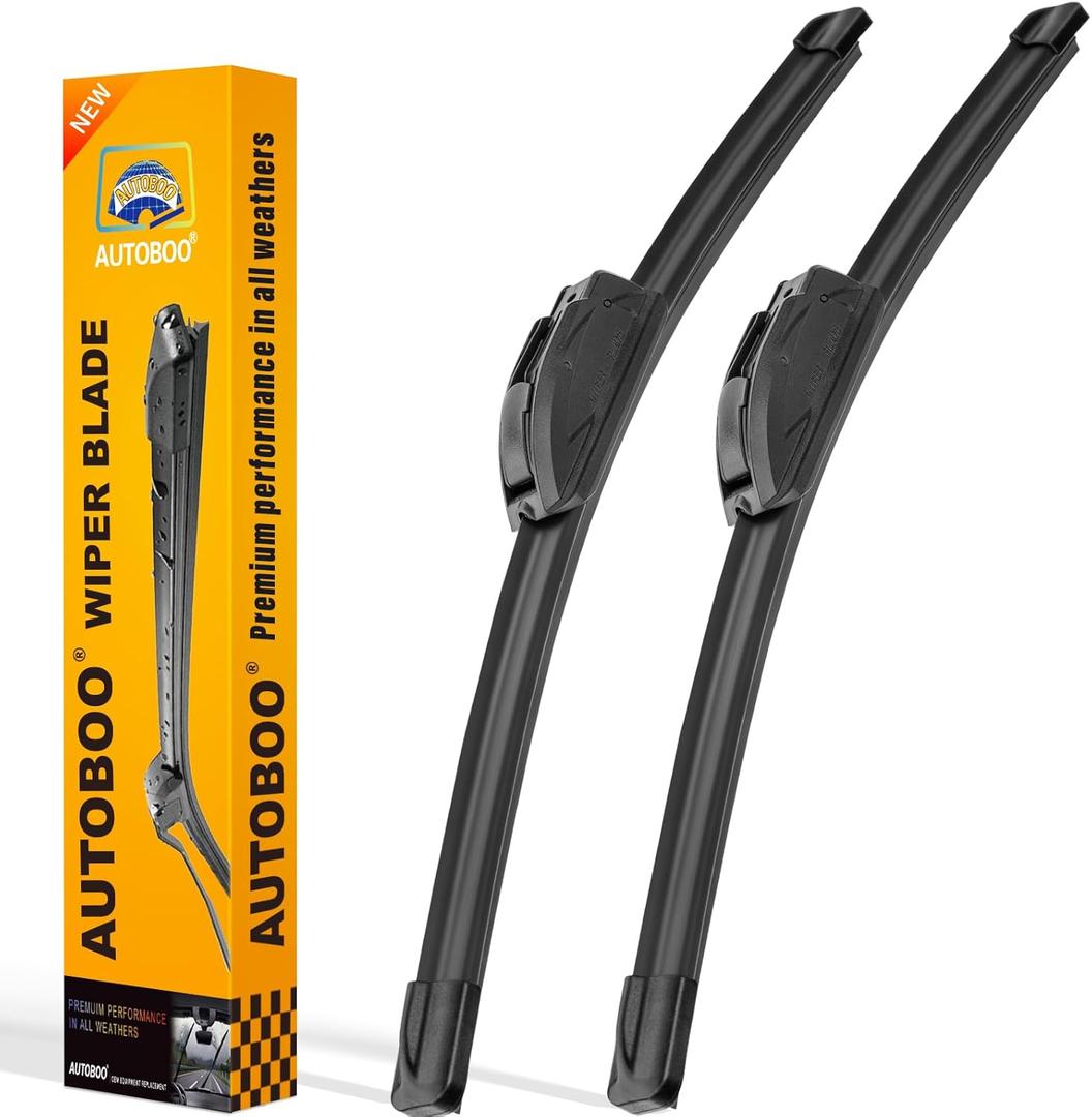 AUTOBOO 24" and 19" Windshield Wipers Blades (Pack Of 2),OEM Quality Premium All-Seasons Wiper blades,Stable and Quiet Armor wiper blades (24" + 19"(Pair for Front Windshield))