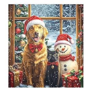 Christmas Dog Cat Snowman Dishwasher Magnet Cover 23x26 in Refrigerator Magnetic Stickers for Kitchen Home Decoration Fridge Panel Decal Pad