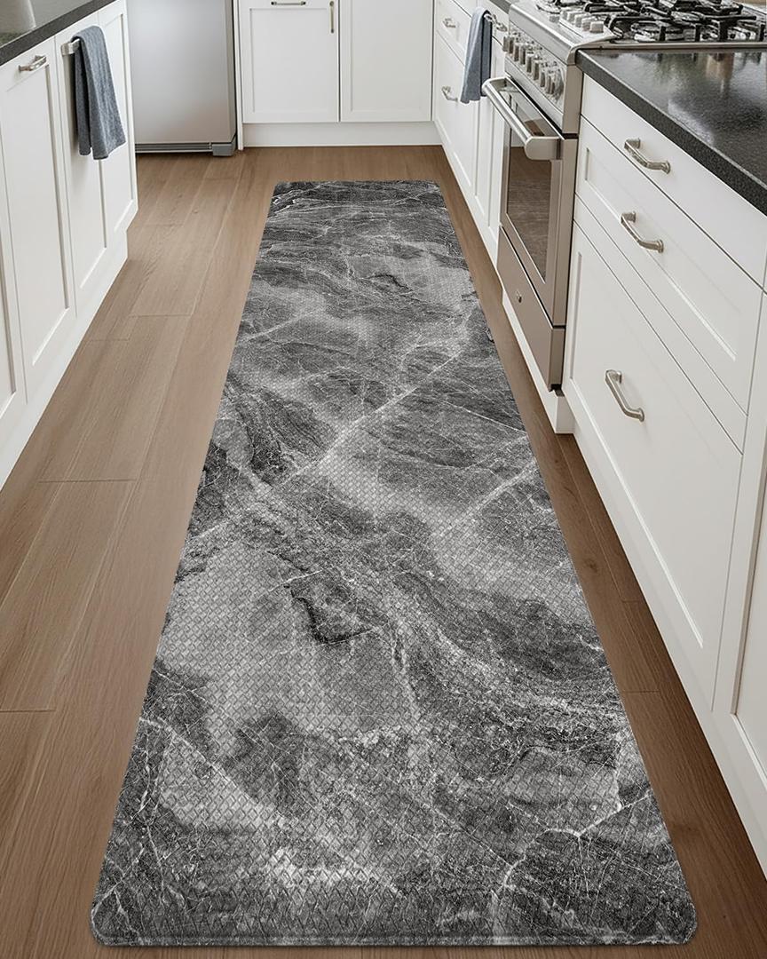 DEXI Kitchen Floor Mats Cushioned Anti Fatigue, 23x86 Large Long Standing Comfort Runner Rug Waterproof, Marble Memory Foam Padded for Front Sink Laundry, Dark Grey DEXI Kitchen Floor Mats Cushioned Anti Fatigue, 23x86 Large Long Standing Comfort Runner Rug Waterproof, Marble Memory Foam Padded for Front Sink Laundry, Dark Grey