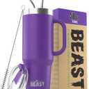 Beast 50 oz Tumbler with Handle Stainless Steel Vacuum Insulated Coffee Ice Cup Double Wall Travel Flask (Deep Purple)