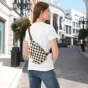 Small Checkered Crossbody Sling Bag Chest Bag Water Resistant Fanny Pack Running Phone Holder for Women Men Workout Travelling Hiking(Caramel)
