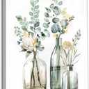 Dazzlewall Framed Botanical Bathroom Wall Art Decor Bottles and Plants Floral Print Canvas for Bedroom Farmhouse Living Room Decor 12x16 in