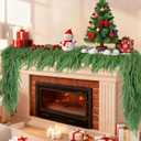 2pcs 6ft Christmas Norfolk Pine Garland, Real Touch Artificial Faux Greenery Garlands for Wall Table Window Mantle Fireplace Holiday Indoor Outdoor Home Decorations