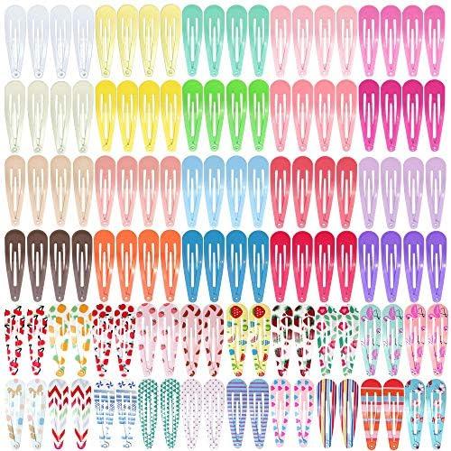 120 Pcs Funtopia 2 Inch Candy Color Barrettes and Non-Slip Metal Snap Hair Accessories for Kids, Teens, and Women (40 Assorted Colors)