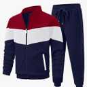 UOUA Men's Tracksuits Set Full Zip Jacket & Sweatpants 2 Piece Athletic Jogging Suits Casual Sports Color Block Outfit XL