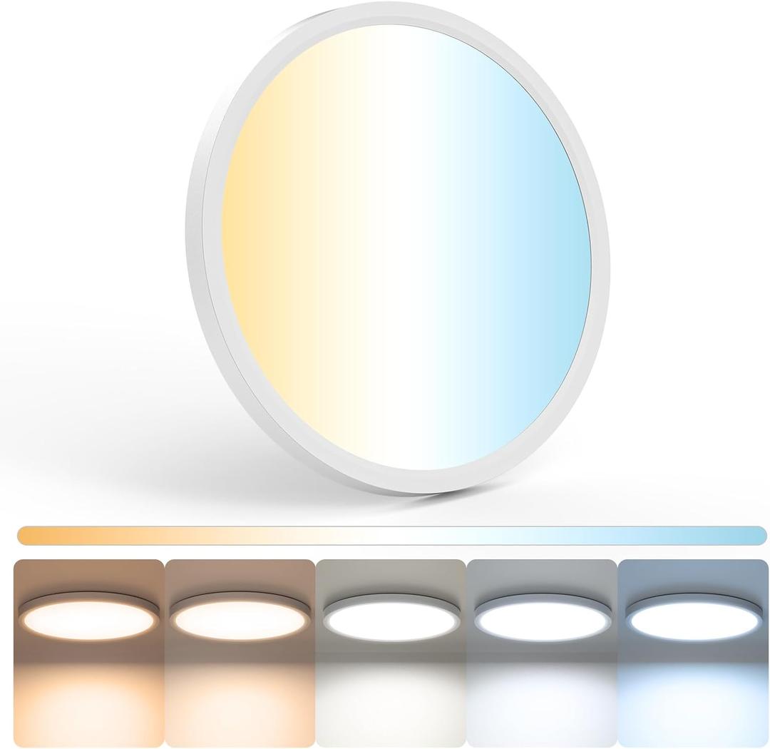 1Pack LED Flush Mount Ceiling Light,12inch 24W,2700K-6500K 5 Color Temperature Selectable LED Ceiling Lights,3200LM Bright White Ceiling Light for Bedroom Kitchen Hallway