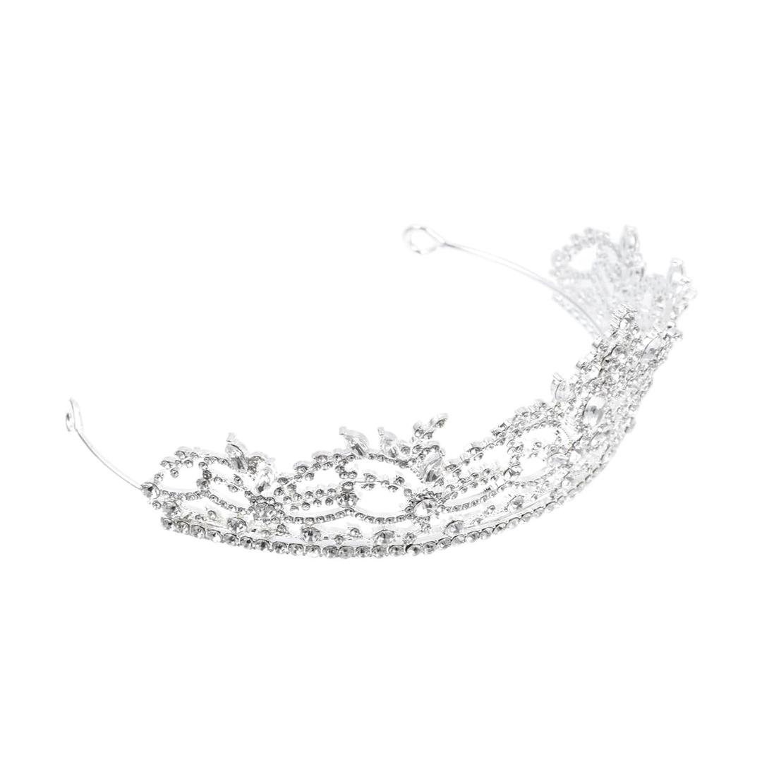 Mikinona Bride Rhinestone Crown for Girls Lightweight Headpiece for Weddings Parties and Photography Design for -term Wear Elegant Fairy Crown Accessory (15X12X6CM, Silver)