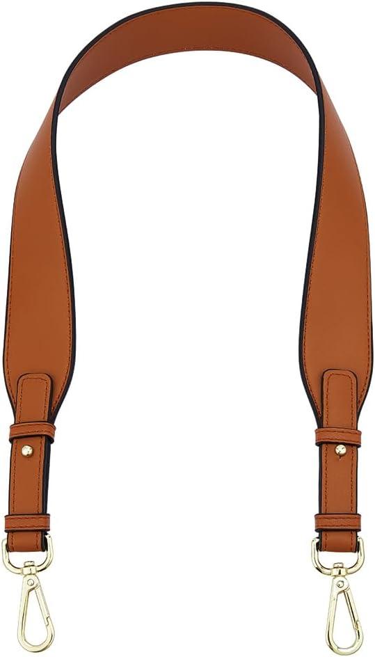 WADORN Wide Purse Shoulder Strap Replacement, 31.5 Inch PU Leather Handbag Strap Clutch Bag Handles Shoulder Bag Strap with Alloy Buckles for Wallet Satchel DIY Bag Tote Bag Making, Brown