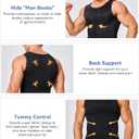 Mens Compression Shirt Slimming Body Shaper Vest Workout Tank Tops Abs Abdomen Undershirts (Black, XXXL)
