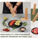 Wooden Salt and Pepper Grinder Set 8" Refillable Wooden Manual Salt and Pepper Mill Set with Adjustable Coarse Settings Rust Resistant Smooth Quality Grinding Mechanism (Fluted, Wood)