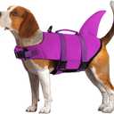 EMUST Shark Life Jackets for Dogs, Adjustable Ripstop Dog Life Vest for Water Safety Pet Life Vest with Rescue Handle Safety Vest for Swimming Pool Beach Boating, (L,SolidRosepink)