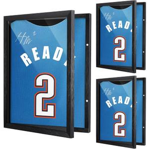 3 Pack T Shirt Display Frame, Bigger 18" x 14" Shadow Box Black T Shirt Frame with 98% UV Protection Acrylic, 1" Depth of Usable Space Shadow Box, Display Case for Shirts, Jerseys, Memorabilia