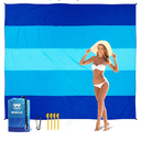 Beach Blanket Sandproof Extra Large Beach Mat Adults Waterproof Quick Drying Sand Free Mat Made by Premium Polyester with 4 Stakes & 4 Corner Pockets for Outdoor Travel Camping Hiking 79×83"