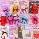 28 Pack Valentines Day Gifts for Kids Classroom Valentines Cards for Kids School Mini Bear Plush Toys Keychains Valentines for Class Valentines Exchange Cards Valentine Party Favors Prizes Girls Boys