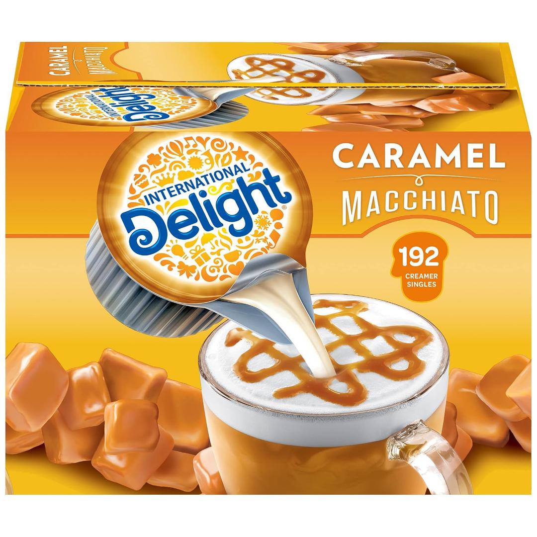 International Delight Coffee Creamer Singles, Caramel Macchiato, 192 Count (EXP 12/07/26)