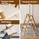 Taranta 2 Step Ladder,Aluminum Lightweight Folding 2 Step Stool with Anti-Slip Wide Pedal, 330lbs Capacity Step Ladder for Household,Kitchen,Office - White Woodgrain