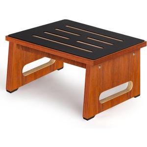 One Step Stool for Adults Seniors with Non-Slip Rubber Stepping Feet, Heavy Duty Wooden Step Stool, 8.7 in Portable Bed Steps for High Beds for Bathroom, Bedroom, Kitchen & Bedside Kids Support (Walnut)