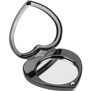 Mini Vintage Heart Elegant Metall Makeup Mirror, Portable 1X/2X Magnifier (Black) Mini Vintage Heart Elegant Metall Makeup Mirror, Portable 1X/2X Magnifier (Black)