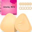 LAZYROSY Double Sided Sticky Bra Ultra Boost Inserts Pads Reusable Push Up Lift Self Adhesive Bra Pads for Bikini Swimsuit (Beige)