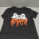 Potia Halloween Shirts for Women Halloween Spooky Ghost TShirt Funny Spooky Season Print Tee Tops Black, Size Large, Black 