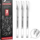 Silver Gel Pens, 3 Pack, 1mm Extra Fine Point Gel Ink Pen, Opaque White Archival Ink Pens for Black Paper Drawing, Sketching, Card Making (1.0mm)
