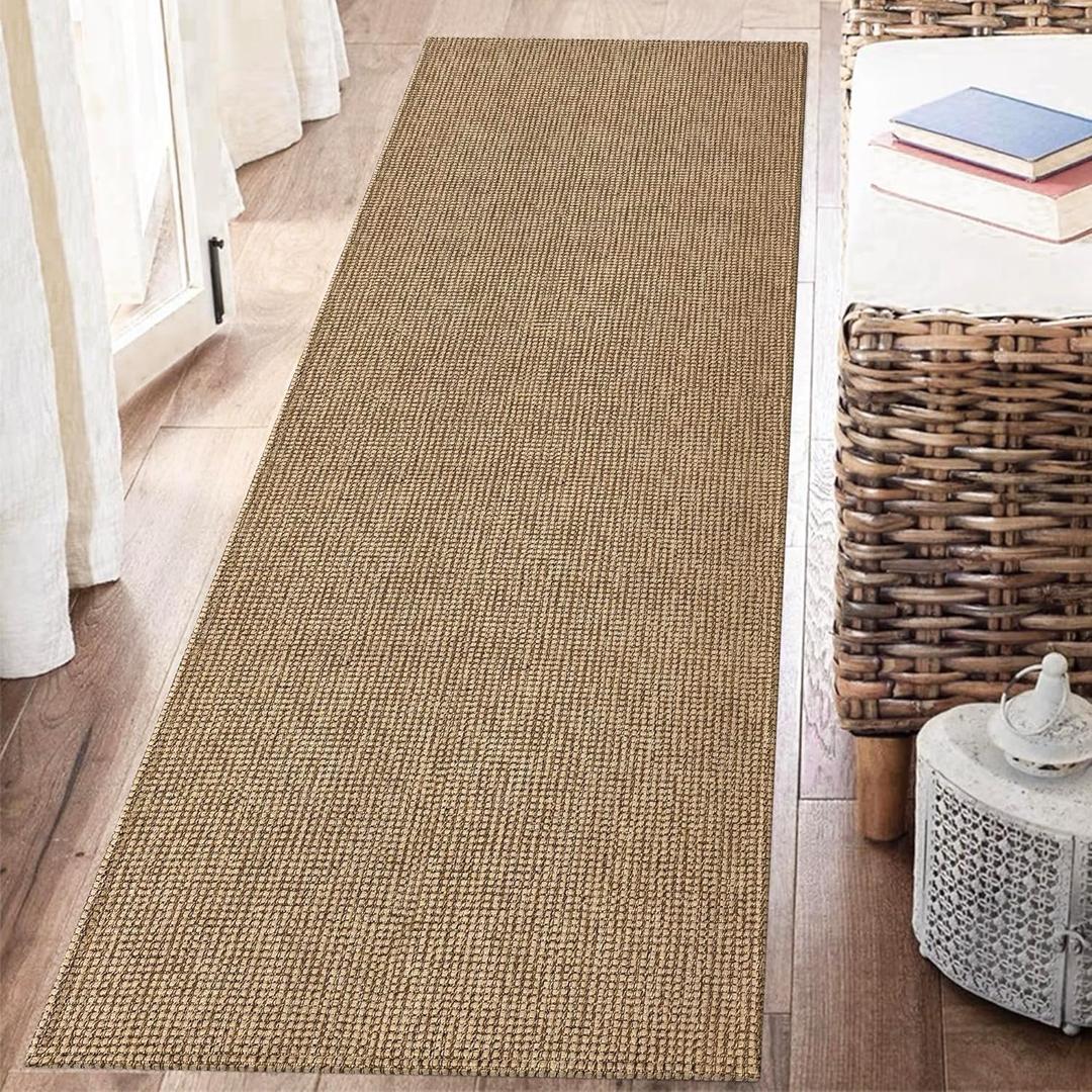Runners for Hallways 2x6 Washable Kitchen Runner Rug Tan Cotton Entryway Runner Rug Indoor Outdoor Carpet Rnuners for Entrance Living Room Bedroom Bathroom Laundry