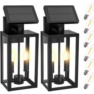 16" Dusk to Dawn Outdoor Wall Lights Fixtures With Sensor, 2-Light Exterior Solar Wall Lights Outdoor with Hard-wired, IP65 Waterproof Wall Lights Outdoor, Doorway, House Front Door, Patio, Garage
