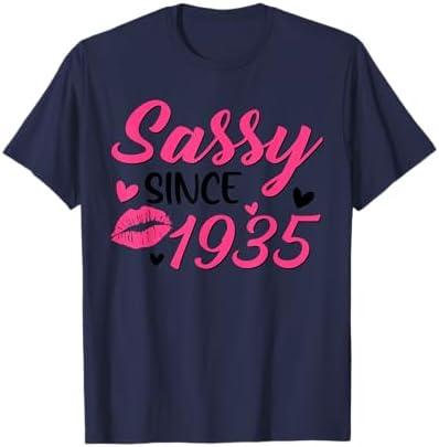 Sassy Since 1935 90th Birthday Women Party 90 Year Old T-Shirt, Size L