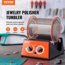 VEVOR Jewelry Polisher Tumbler, 6.6lbs/3kg Capacity Mini Rotary Tumbler Machine with 0-60 Minutes Timer, 5 Speeds Jewelry Rotary Finisher for Surface Polishing Grinding Buffing Gemstones Jewels Coins